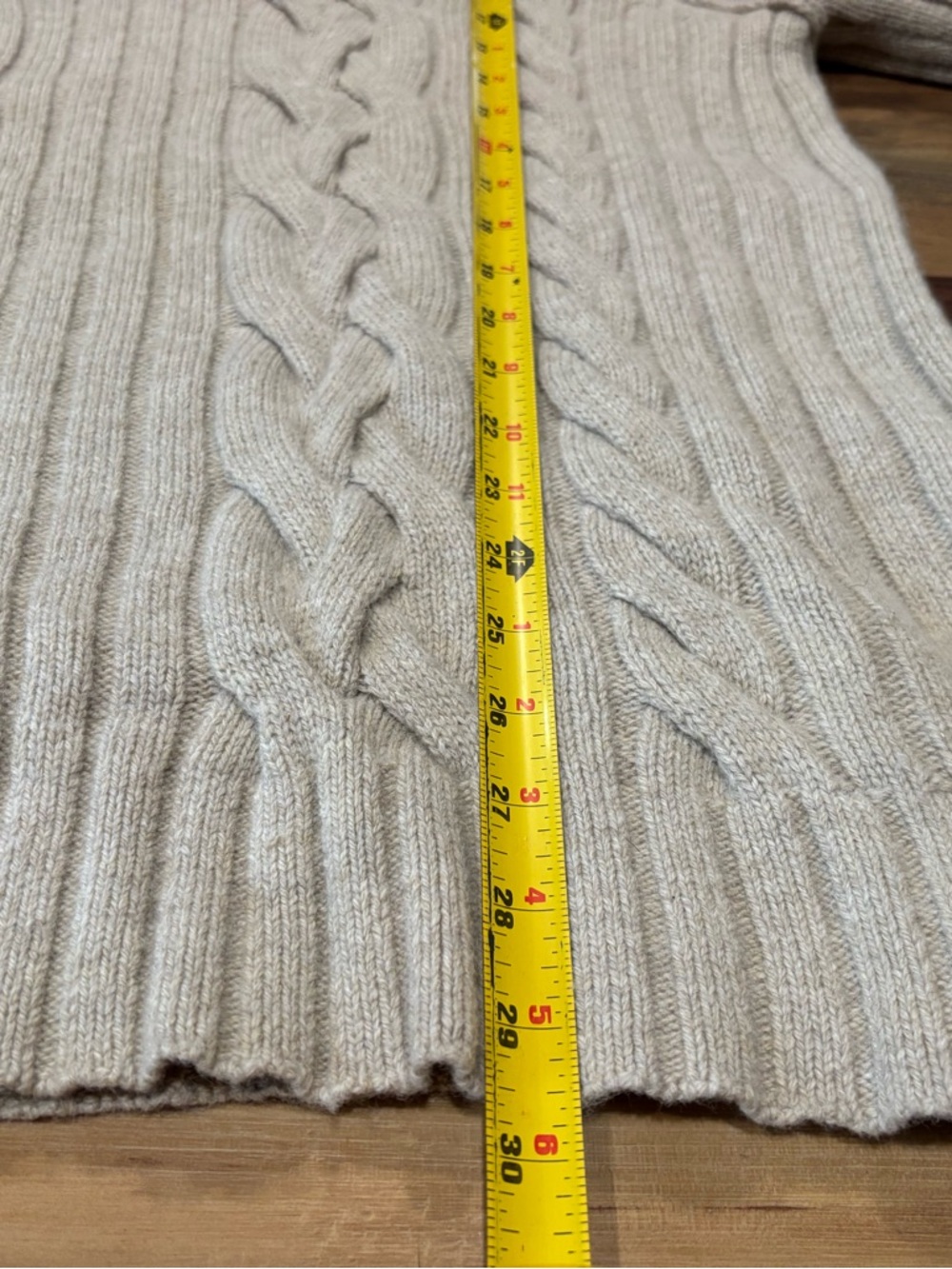 Banana Republic Wool Cable Knit Turtleneck Oversized Sweater Oatmeal Large - Picture 6 of 6